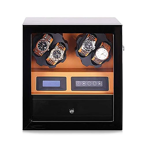 Oksmsa Automatic Watch Winder Box For 4 Watches + 5 Storage Position Touch LCD Digital Display Quiet Motor with Drawer (Color : C)