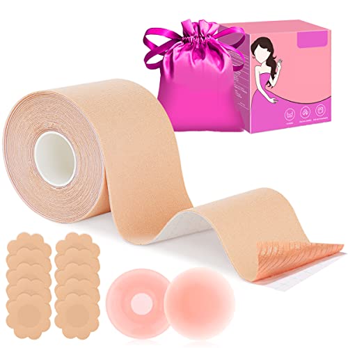 Korffe Brust Tape Klebe BH Push Up, Boob Tape Set für Klebe Große...