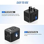 Universal Travel Adapter, VYLEE 5 in 1 International Power Adapter, 3.5A 2xUSB-A and 2xUSB C Wall Charger, Worldwide Travel Essentials Plug for Europe USA UK AUS Asia (Black Grey) - Image 5