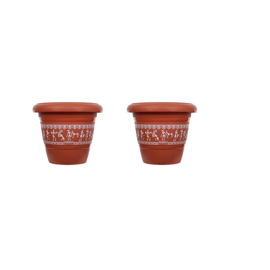 Dhwani Enterprise Garden Balcony Planters Pot Plastic Flower Pot (Medium, Brown) -Set of 2 (12CM X 12CM) (B096FCX7GJ) Amazon Price History, Amazon Price Tracker