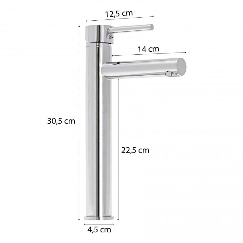 Kran łazienkowy - bateria umywalkowa z wylewką 14 cm - armatura łazienkowa z regulatorem strumienia - stojąca bateria mieszakowa - bateria łazienkowa do umywalki - wysokość 30,5 cm - chrom