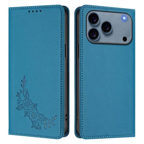 Étui portefeuille iPhone 13 bleu lac idéal pour vos sorties