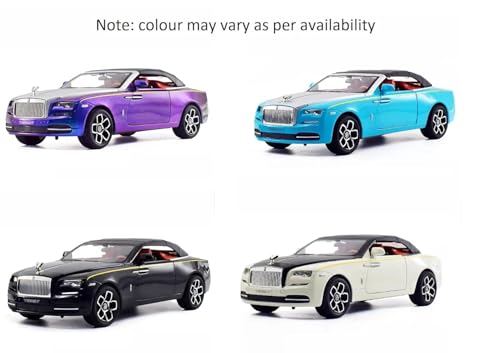 Image of 1:24 Scale Big Size Rolls Royce Dawn Car Model Toy Car | Metal Pullback Diecast Car for Kids with Openable Doors, Sound, Light Effects Toy for Car (Color As Per Available),blue