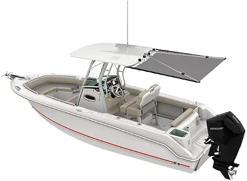 Oceansouth T-Top Shade Extender | Heavy Duty Marine Shade Extension with Atlas Marine Fabric for T-Tops Gray, Width 6 x Length 5