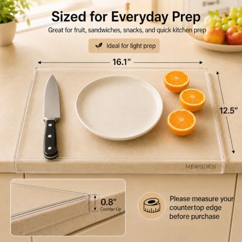 Acrylic Cutting Board with Counter Lip, Clear Cutting Boards for Countertop Protector, Non - image 3