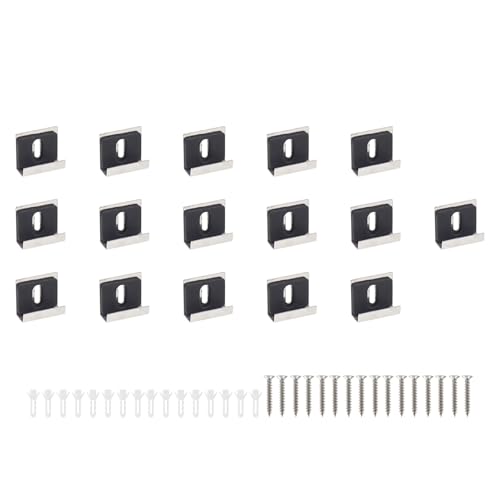 Image of Metal Mirror Clip,ULIFESTAR SUS304 Wide Channel Mirror Hanger Clip,Large Mirror Retainer Clip,Heavy Frameless Mirror J-Channel Mount Wall Clips with Screw 25*30mm /0.98*1.18 inch with Gasket Silver 16PCS