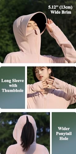 Full Body Coverage Sun Protection Clothing Women with Sunshield Visor UV Protection UPF50+ Cooling Sun Clothes3