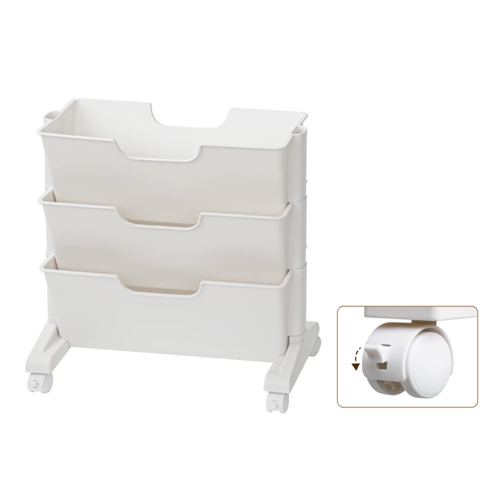 Alomejor Estantería móvil blanca de 3 capas de gran capacidad, rueda universal, material plástico para estudio, oficina, hogar, sala de estar, 36 libros, adecuado para libros de texto de secundaria
