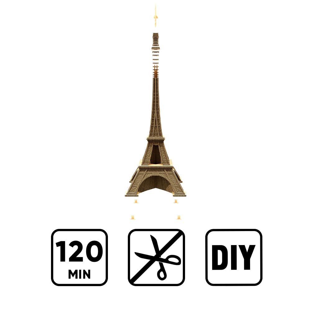 Tour Eiffel Puzzle 3D en Carton – Maquette à Monter | 224 Pièces, 36 × 16 × 16 cm – Kit Sculpture DIY à Peindre, Matériaux Recyclés, Ados & Adultes, Idée Cadeau Déco