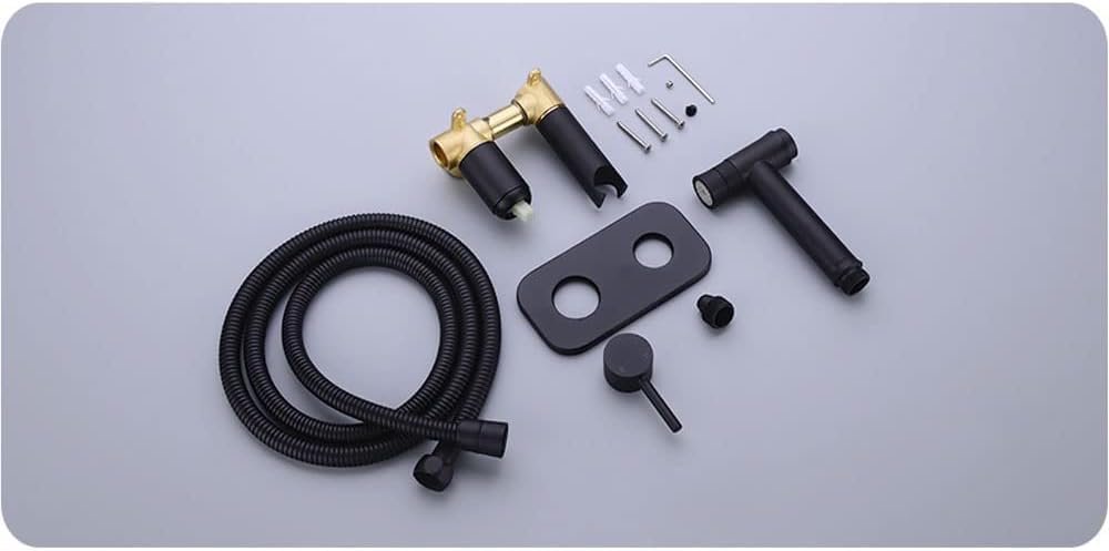 2 Functions Toilet Shower Kit with Hose, High Pressure Concealed Black Brass Handheld Bidet Sprayer for Toilet, Bathroom,