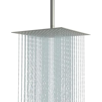 Sarlai 16 Rain Shower Head Brushed Nickel - 16 Inch Square Rainfall Shower Head Stainless Steel Large Ultra Thin Fixed Showerheads with Self-Clean Silicon Nozzles