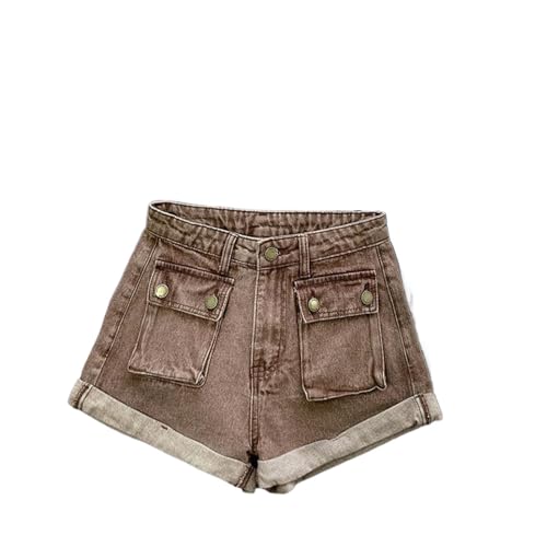 Short en jean pour femme pantalon trapèze polyvalent à bords roulés