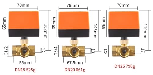 Vanne à bille électrique 3 voies DN15 pour gestion eau chaude maison