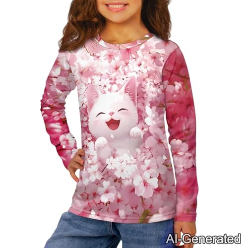 Image of Renewold Boys Girls Tees Kids T-Shirt Long Sleeve Crewneck T Shirts Casual Athletic Tops Clothing for Home School Travel