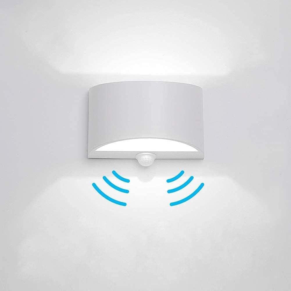 LED Motion Sensor Light Indoor, 7W 6000K Modern Wall Sconce, Aluminum Lighting Fixture Lamps for Living Room Bedroom Hallway Home Room Decor