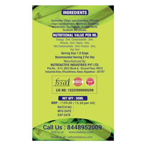 Diabexy Sugarfree Drops | Sugar -Free Liquid Sweetener-30ml (Pack of 2)