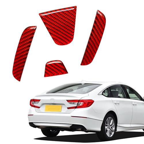 Image of SUNJIKA Compatible with Carbon Fiber Car Trunk Rear Tailgate Trim Sticker Car Back Badge Decal Accessory for Honda Accord 2018 2019 2020 2021 2022 2023 2024 4PCS (Red)