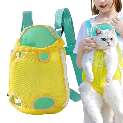 Bolsa de transporte para gatos, mochila para mascotas | Mochila portátil para gatos con soporte para el pecho | Bolsas de transporte para perros de malla transpirable, mochila de viaje para mascotas