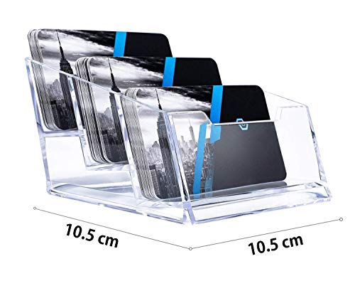 Image of DAHSHA 3 - Tier Premium Acrylic Transparent Crystal-Clear Visiting Business Card Holder /Display Stand Desk Organizer For Office Table