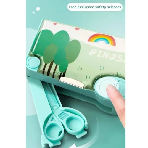 Image of Storio Kids Pencil Box, Space & Dino Theme, Unisex, Multi-Color, 4 Compartments, Magnetic Lock