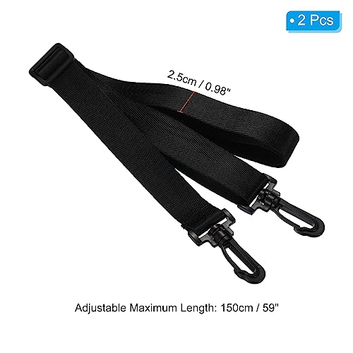 PATIKIL 59" Shoulder Strap, 2 Pcs 0.98" Width Nylon Adjustable Replacement Strap with Plastic Swivel Hooks for Camera Laptop Case Bag Briefcase, Black2