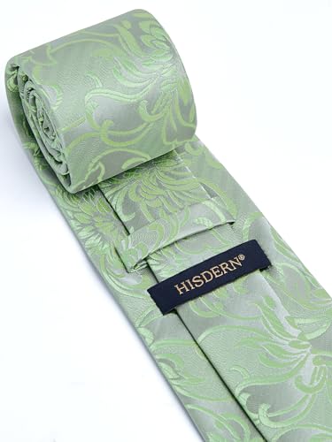 Image of HISDERN Ties for Men Paisley Floral Tie Handkerchief Classic Woven Business Formal Necktie and Pocket Square Set Wedding
