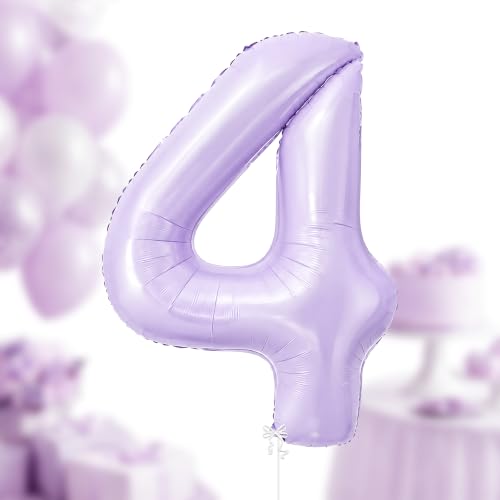 Image of KatchOn Light Purple 4 Balloons, 40 Inch Lilac Helium Mylar Foil Number 0-9