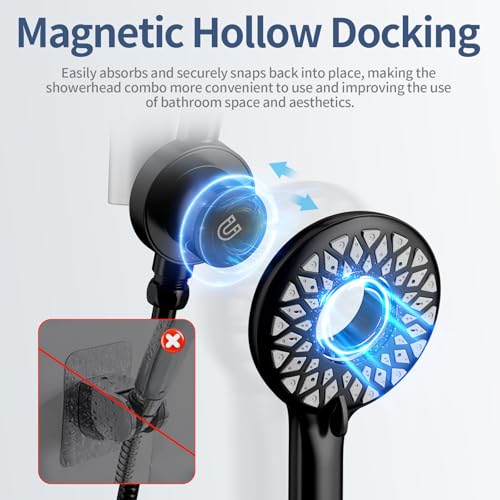 KAIYING-Dual-Shower-Heads-with-Handheld-Spray-Combo-Magnetic-Filtered-Showerhead-Bathroom-High-Pressure-Rainfall-Shower-Head-and-Handle-Set-with-Filter-for-Hard-Water-79-Long-Hose-Matte-Black