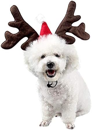 PEDOMUS Christmas Dog Cat Headwear Christmas Pet Reindeer Antlers Headband Deer Xmas Hat Party Costume for Dog Puppy Kitten