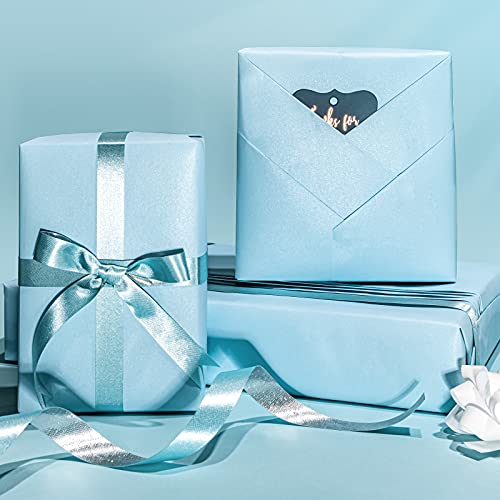Image of RUSPEPA Blue Matte Wrapping Paper - Solid Color Pearly - lustre Paper Perfect for Wedding, Birthday, Christmas, Baby Shower -17 Inches X 32.8 Feet