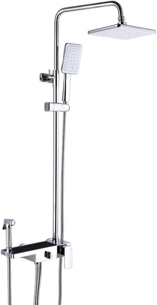 Bathroom Shower System Set with Hand Sprayer and Bidet Sprayer 4 Functions Rainfall Shower Faucet Fixture Wall Mount, Chrome Finish