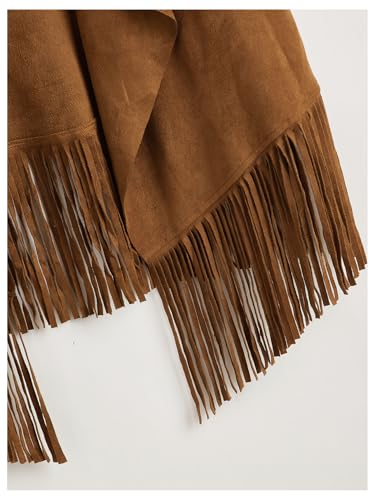 OYOANGLE Women's Fringe Suede Western Cowgirl Vests4