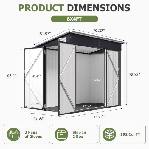 Aoxun 7.5'x4' Outdoor Storage Shed with 3 Lockable Doors & 14mm PP Floor - Image 2