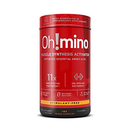 Oh!mino Muscle Synthesis Activator 180 Electrolyte Capsules, Stimulant Free Amino Acids Capsules, Pre Workout Supplements, Post Workout for Men and Women â Oh! Nutrition