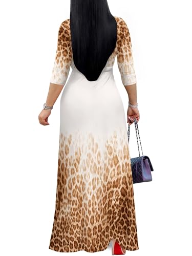 Image of PinkPatty Plus Size Dresses for Curvy Women V Neck Flowy Long Sleeves Wrap Maxi Dress Travel Vacation Outfits