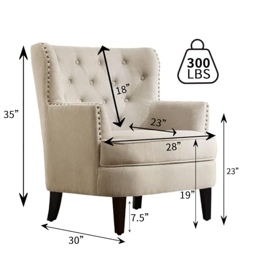 Image of Castora Upholstered Accent Chair for Living Room and Offices (Biege)