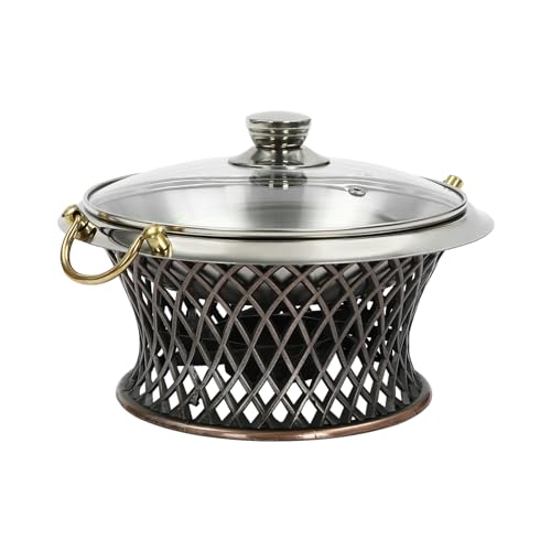 Round Chafing Dish Stainless Steel Chafer Roll Top Chafer for Catering Buffet Warmer Set Dinner Serving Buffet Warmer with Pans and Fuel Holders for Home and Restaurant Use (Style 16,Bronze)