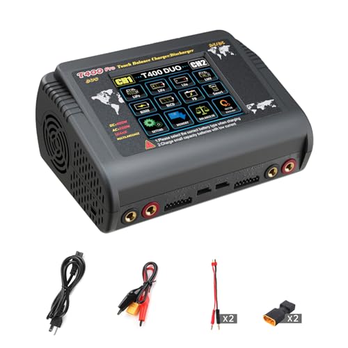 LiPo Battery Charger Dual RC Battery Charger Discharger Touch Screen Fast Balance Charger AC200W...