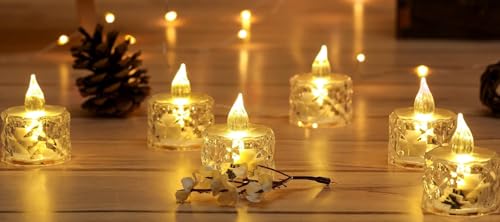 Image of SATYAM KRAFT 48 Pcs LED Tea Light Candles | Flameless, Smokeless Diyas | Decorative Acrylic Crystal Candles for Decoration Setup for Home, Home Decor, Festival Gifting