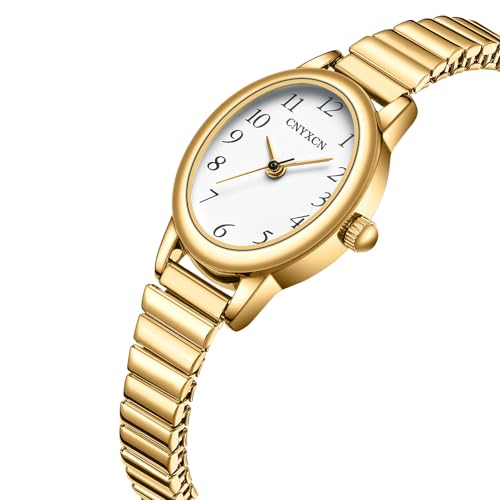 Elegant Women's Gold Analog Watch with Stainless Steel Expandable Band and Water Resistance for Effortless Style - Image 2