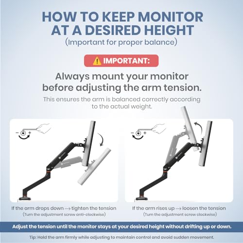 Image of Portronics Aerolift Solo Gas Spring Monitor Arm, Desk Mount for 13-32 Inch Screens, VESA 75x75 & 100x100 mm, Full Motion Tilt /Swivel /Rotation, C-Clamp & Grommet Installation, Aluminium Build