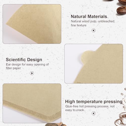 Image of 100 Count #4 Cone Coffee Filters 8-12 Cup Compatible with Ninja Maker | Unbleached, Disposable, Natural Wood Pulp Coffee Filters Compatible with Ninja, Pour Over and Drip Coffee Maker