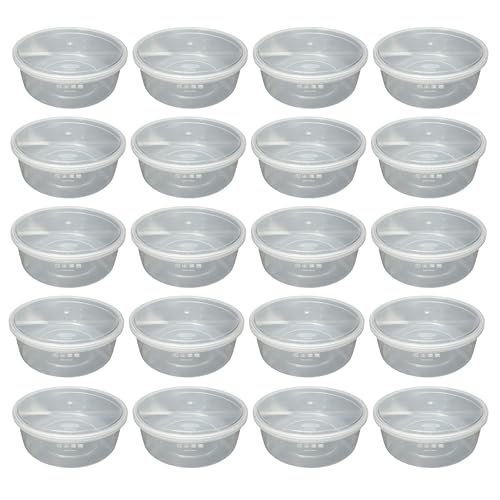 Eason BROS Pack of 20 - Large Clear Round Plastic Storage Container with Secure Seal Lid Moisture-Proof Filament Storage Box for 3D Printer Spools Durable & Stackable (2.5l Litre)