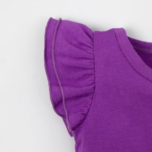 Image of LYSMuch Toddler Baby Girls T Shirt Ruffle Sleeveless Kids Cotton Tshirt Solid Color Blouse