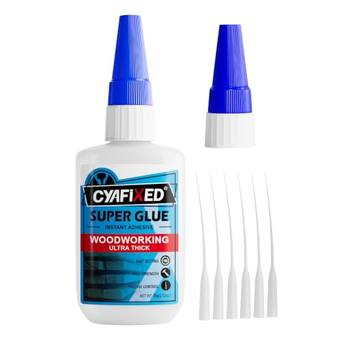 Gap Fill Wood Super Glue 2 oz, Heavy Duty Thick CA Glue for Woodworking