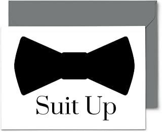 Suit Up Cards with Grey Envelopes, Wedding Proposal Invites for Groomsmen, Best Man Ushers, Bridal Party, Multi-Use Set Formal Events, 8 Pack