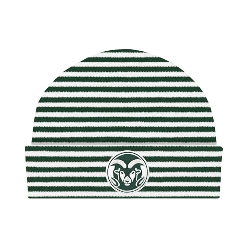 College Baby NCAA Officially Licensed Striped Knit Cap - Colorado State Rams Logo, Hunter/White, Newborn 0-3 Months