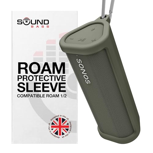 Sound Bass Heavy Duty Protective Silicone Carrying Case for Sonos Roam 2 | Green | Now Includes Bluetooth Button for Roam2 | Protect Your Wireless Bluetooth Speaker Using This Cover/Sleeve
