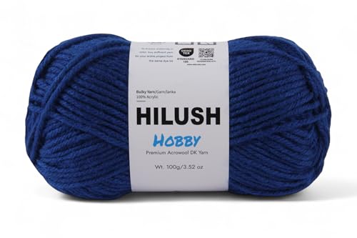 Image of Hobby,Wool Yarn dk Acrylic Hand Knitting Yarn Ball (100g /1 Ball),Suitable for Craft amigurumi Shade 001 (deep Blue)