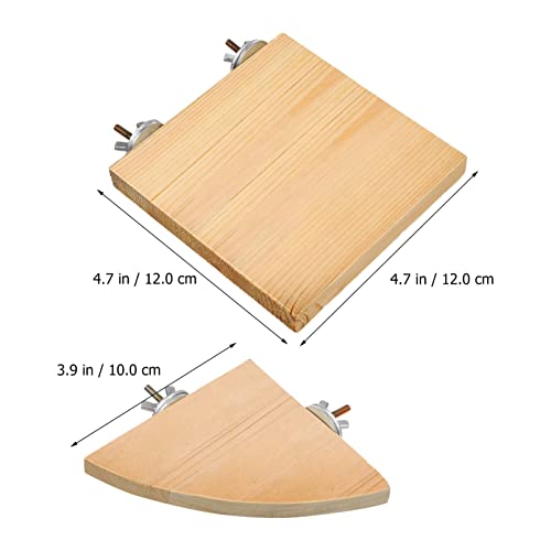 Image of Ipetboom 2Pcs Bird Perches, Bird Playground Parrot Perch Hamster Platform Wooden Stand Flat Timber Cockatiel Platform for Parakeet Cage Accessories, Fan and Square